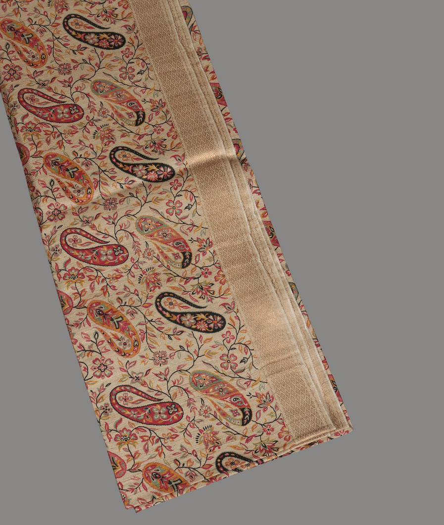 Beige Tussar Printed Saree T418475-image