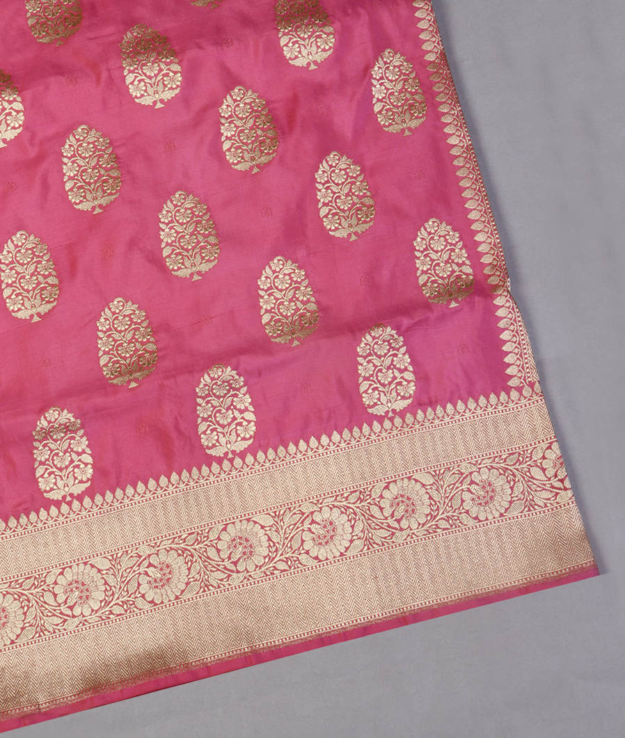 Purple Pink Banaras Silk Saree T426193-image