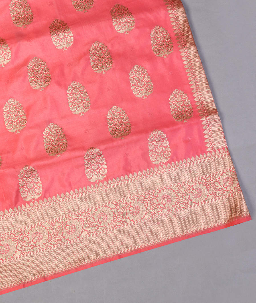 Salmon Pink Banaras Silk Saree T426203-image