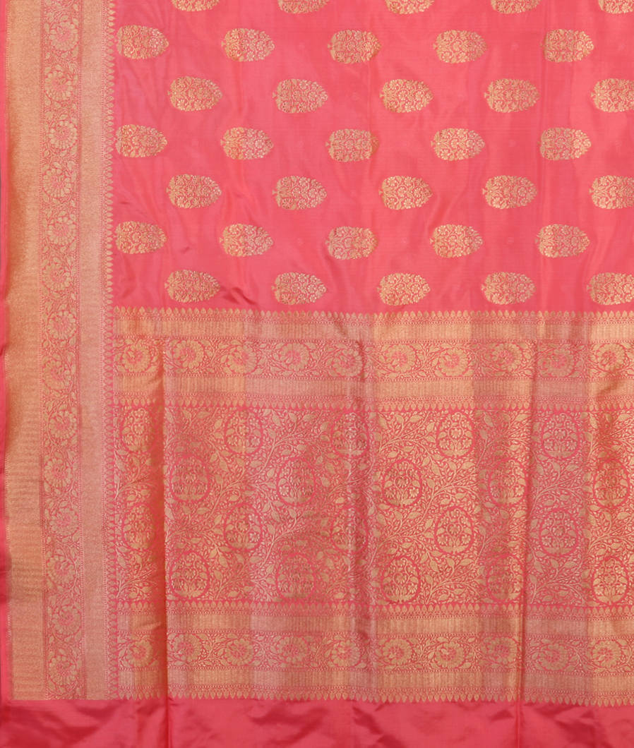 Salmon Pink Banaras Silk Saree T4262034