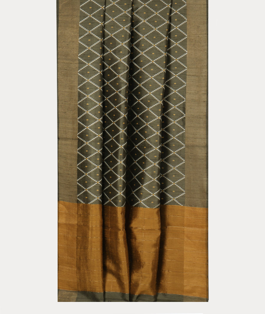 Green Tussar Printed Saree T4184382