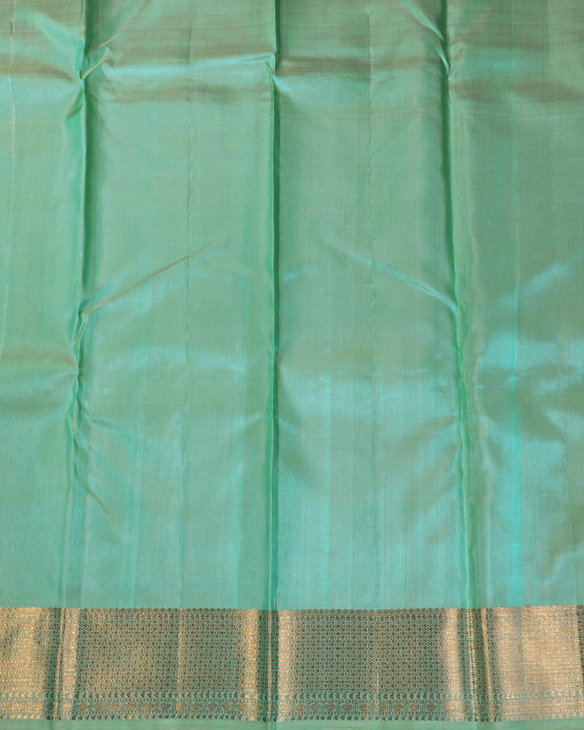Bluish Green Handwoven Kanjivaram Silk Saree T4291203