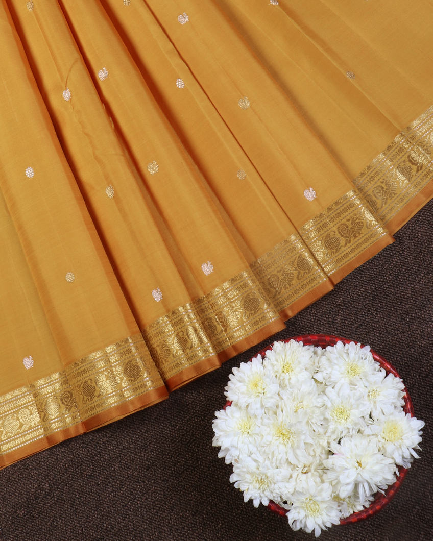 Yellow Handwoven Kanjivaram Silk Saree T4265234