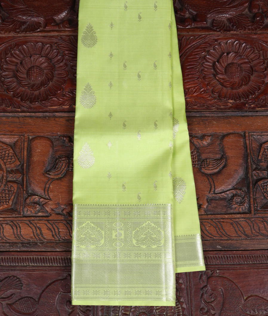 Pista Green Handwoven Kanjivaram Silk Saree T426871-image