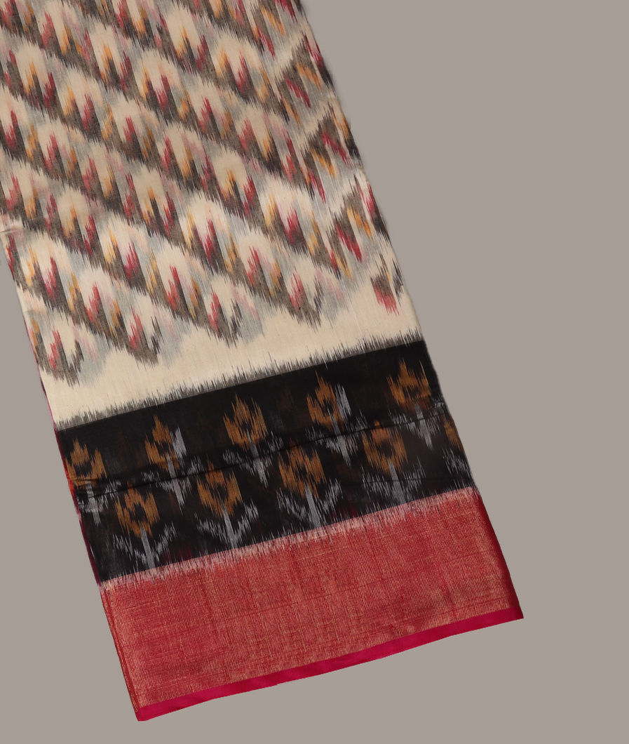 Off - white Pochampalli Silk Cotton Saree T428859-image