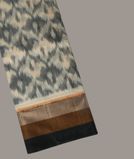 Grey And Off - White Pochampalli Silk Cotton Saree T4288601