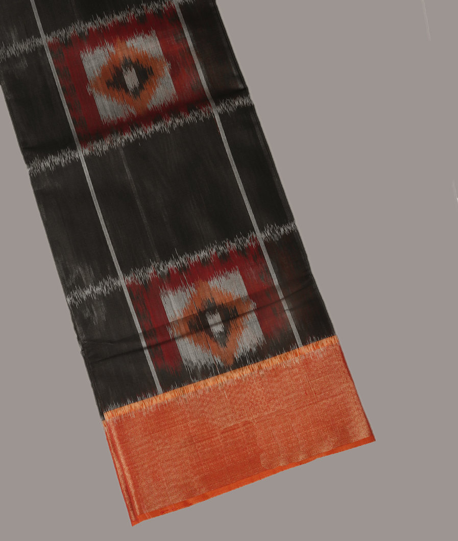 Black Pochampalli Silk Cotton Saree T428892-image