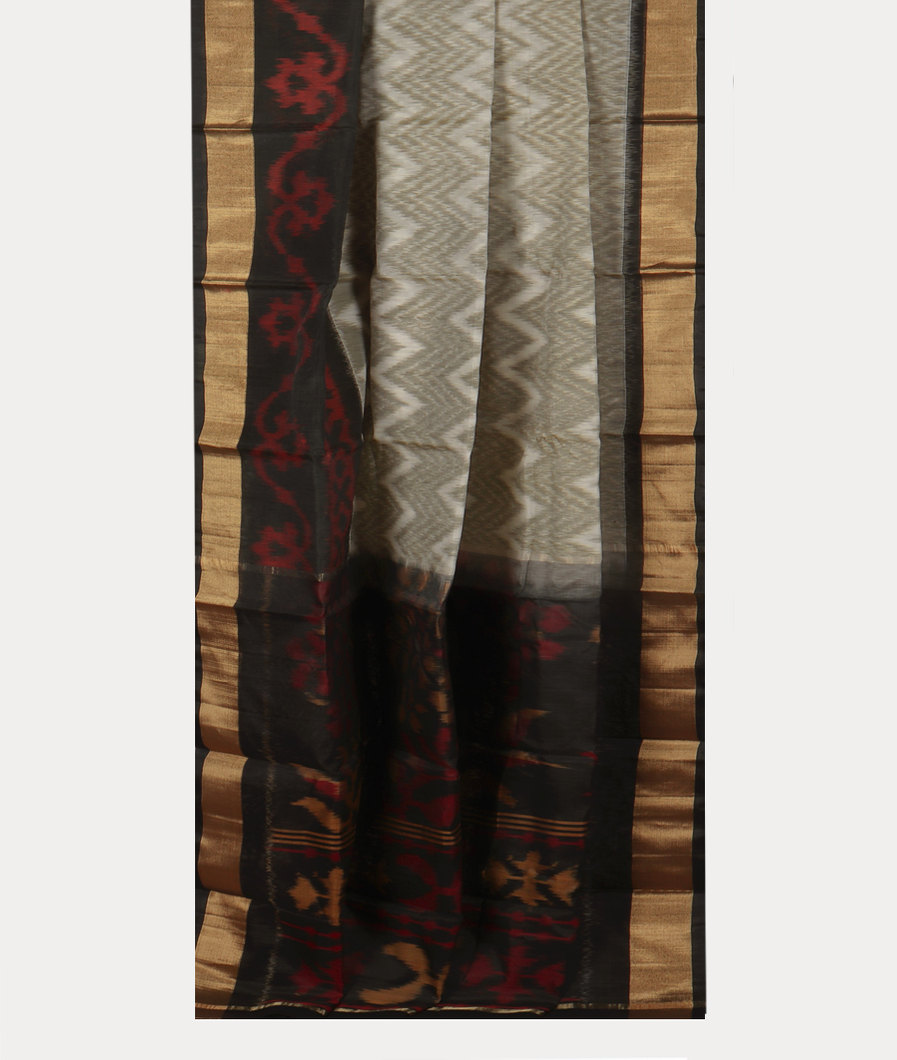 Grey Pochampalli Silk Cotton Saree T4288862