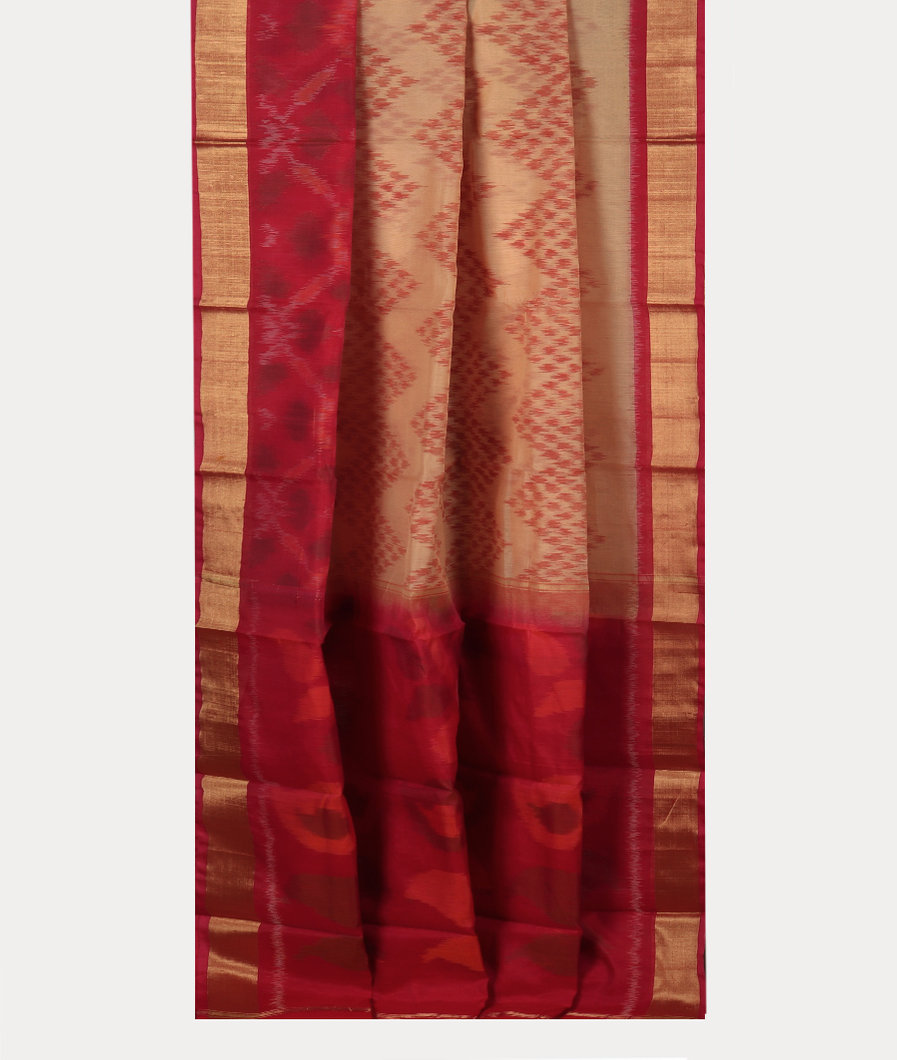 Beige Pochampalli Silk Cotton Saree T4288492