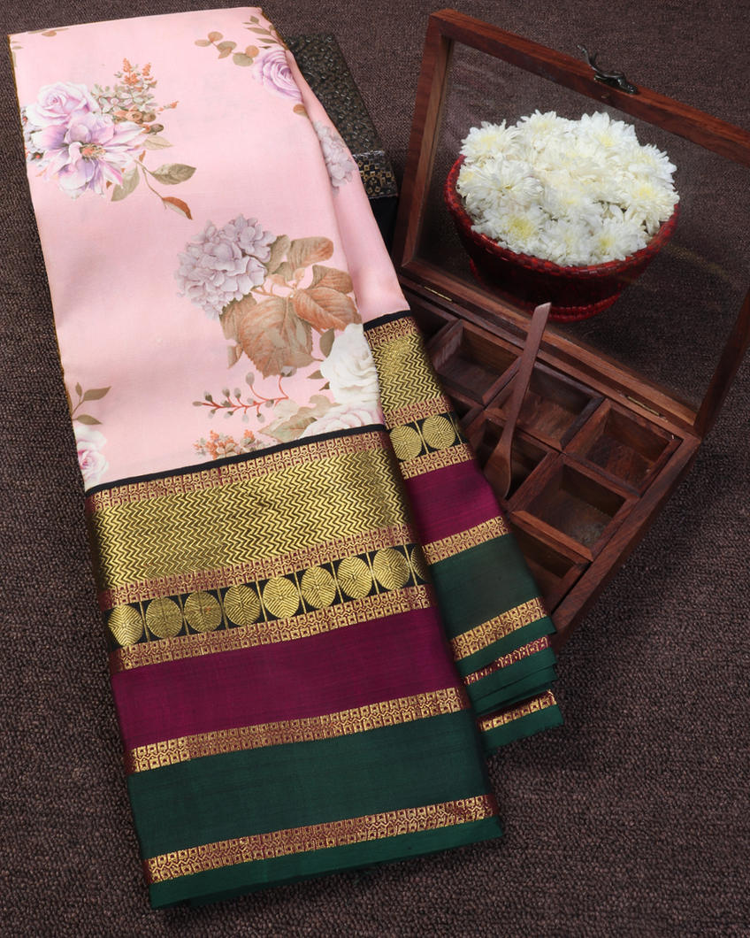 Pink Printed Kanjivaram Silk Saree T427451-image