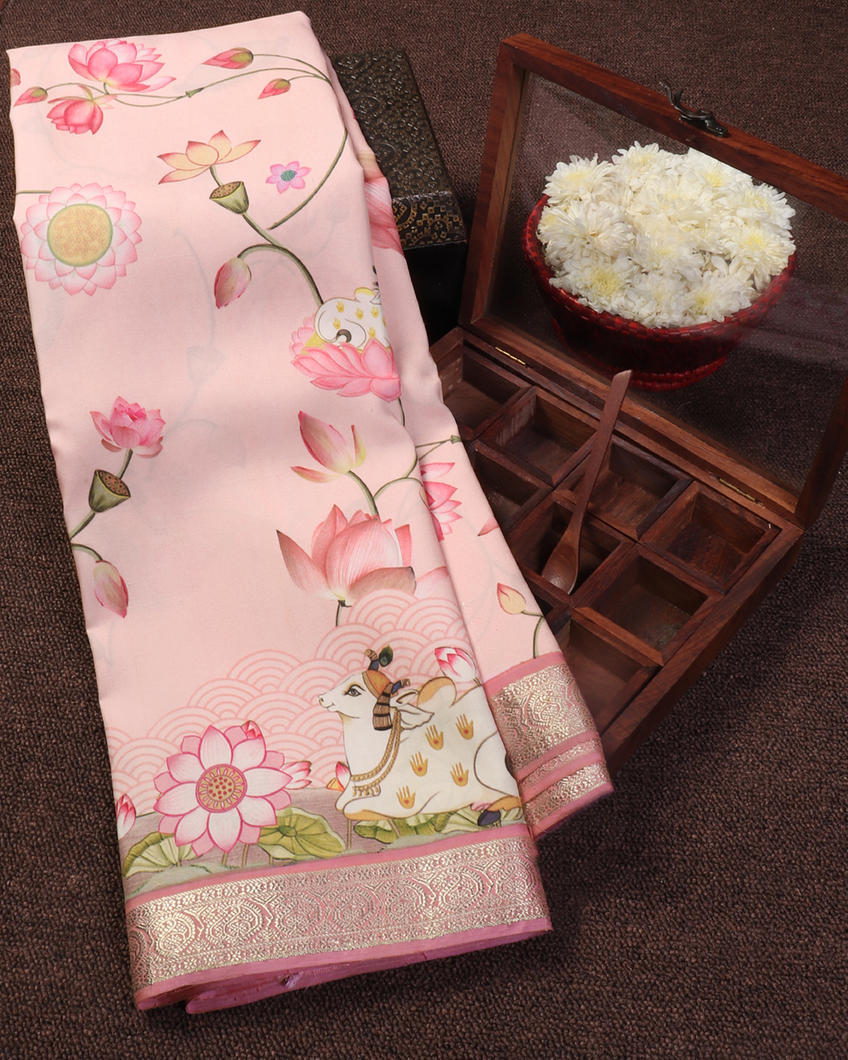 Pink Printed Kanjivaram Silk Saree T426544-image