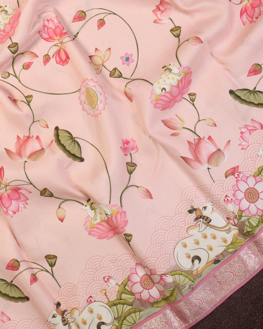 Pink Printed Kanjivaram Silk Saree T4265444