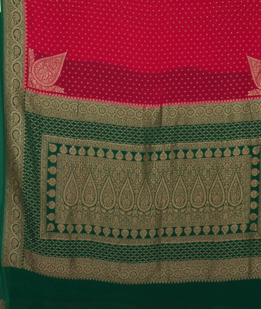 Magenta Banaras Georgette Silk Saree T3685914