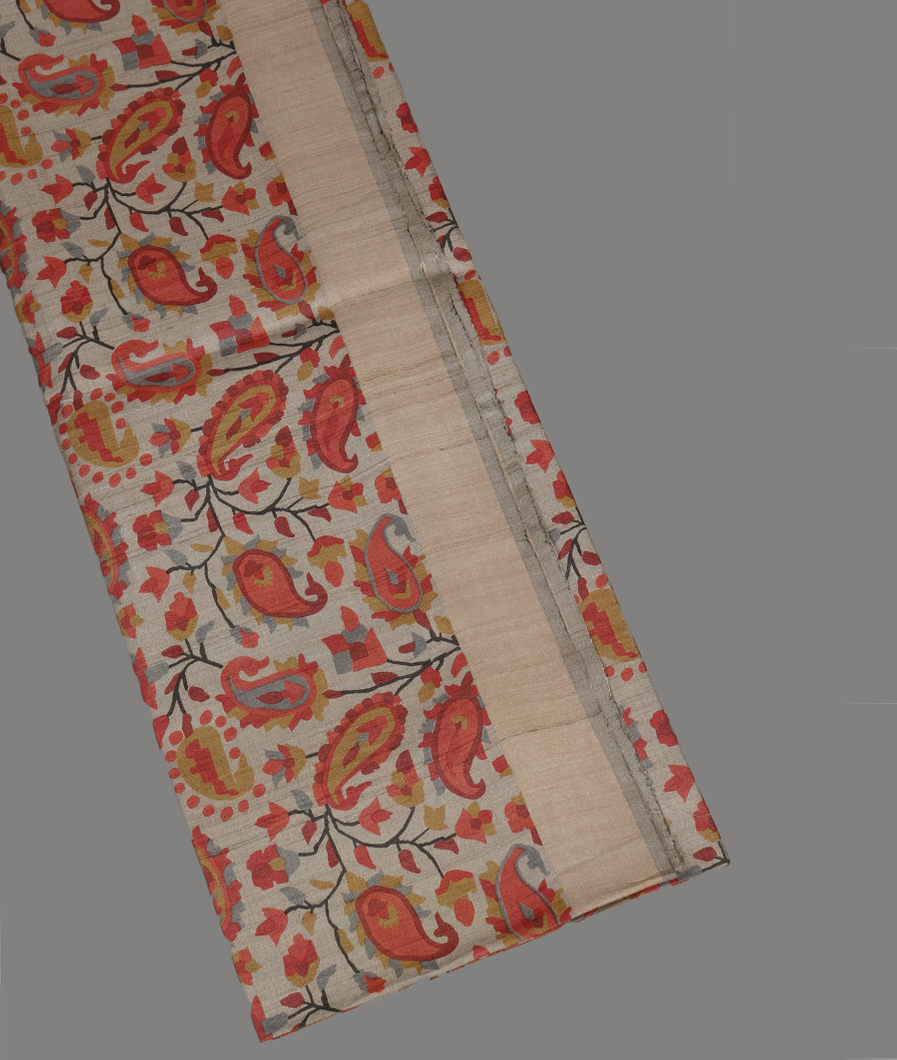 Grey Tussar Printed Saree T418503-image