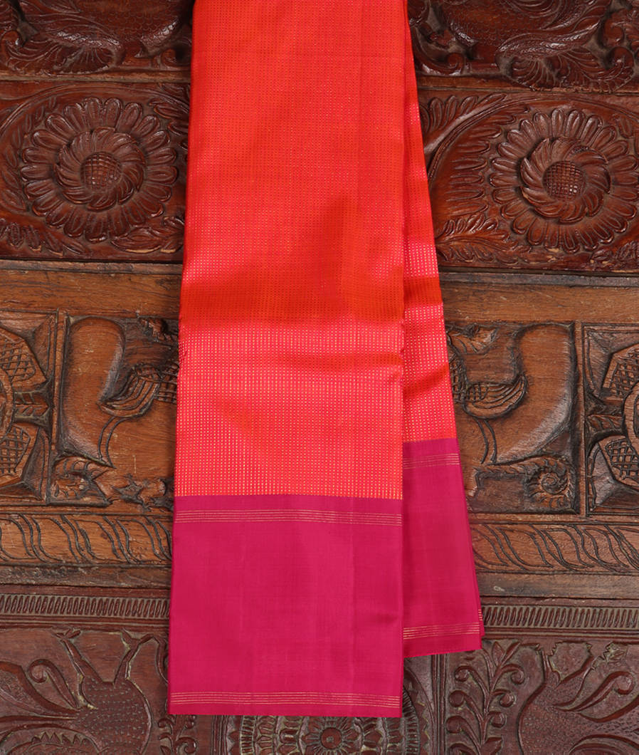 Orangish Pink Handwoven Kanjivaram Silk Saree T347622-image