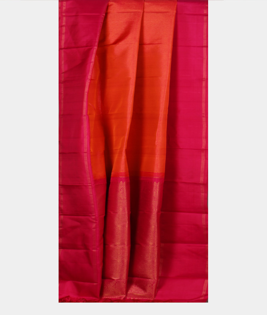 Orangish Pink Handwoven Kanjivaram Silk Saree T3476222