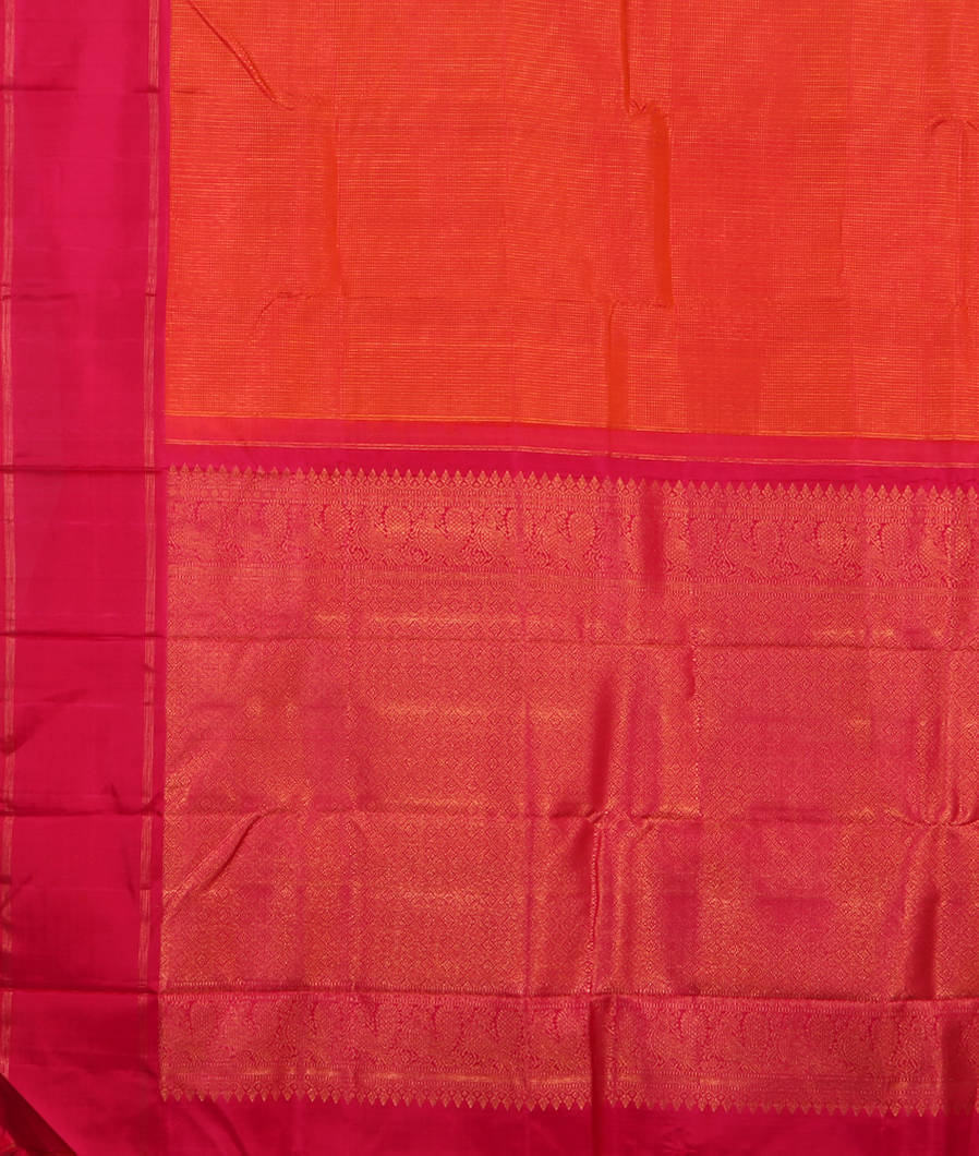 Orangish Pink Handwoven Kanjivaram Silk Saree T3476224