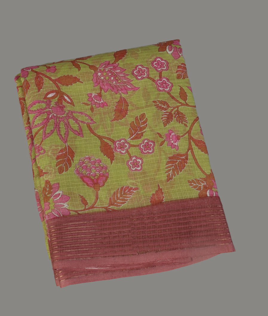 Green Kota Cotton Saree T431155-image