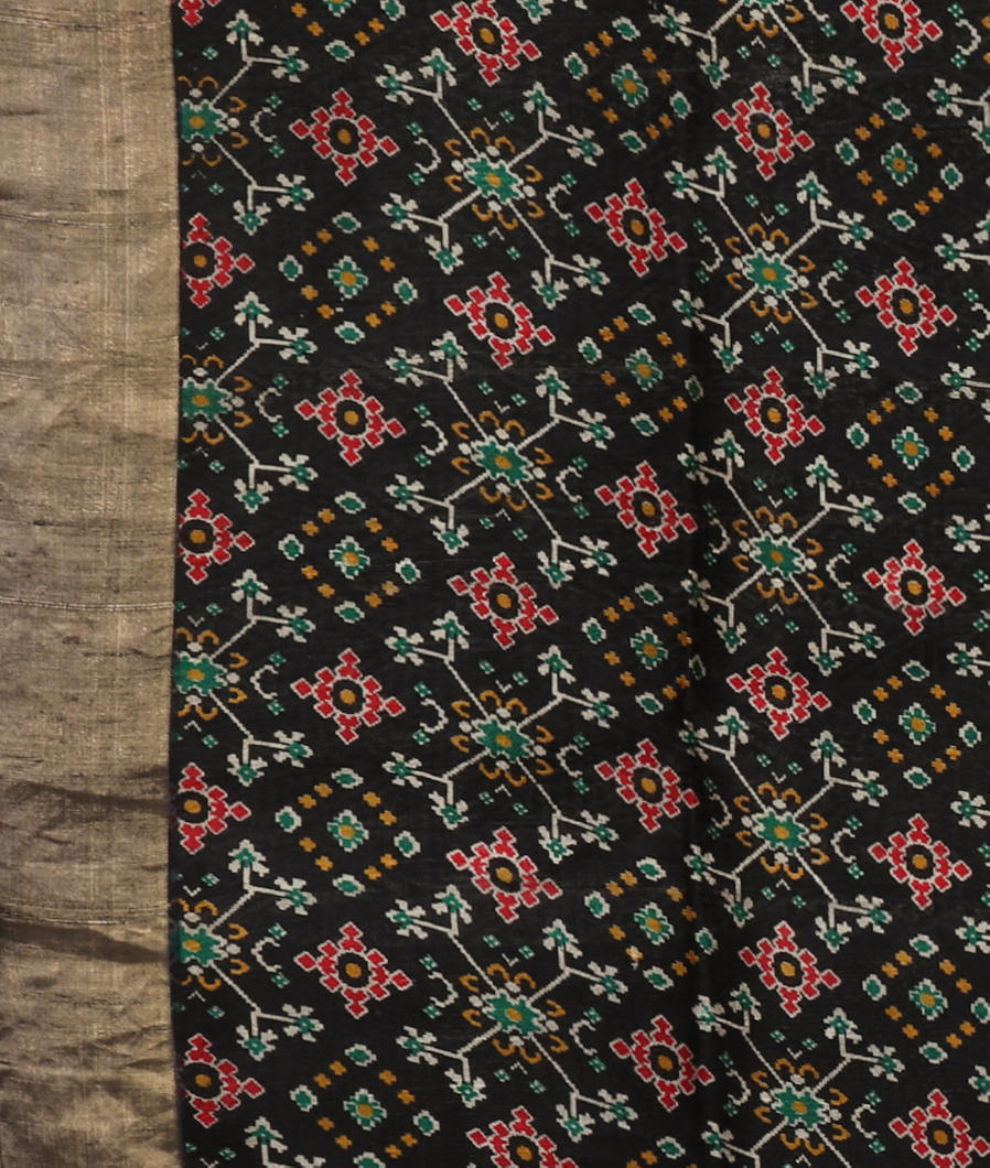 Black Tussar Printed Saree T4279833