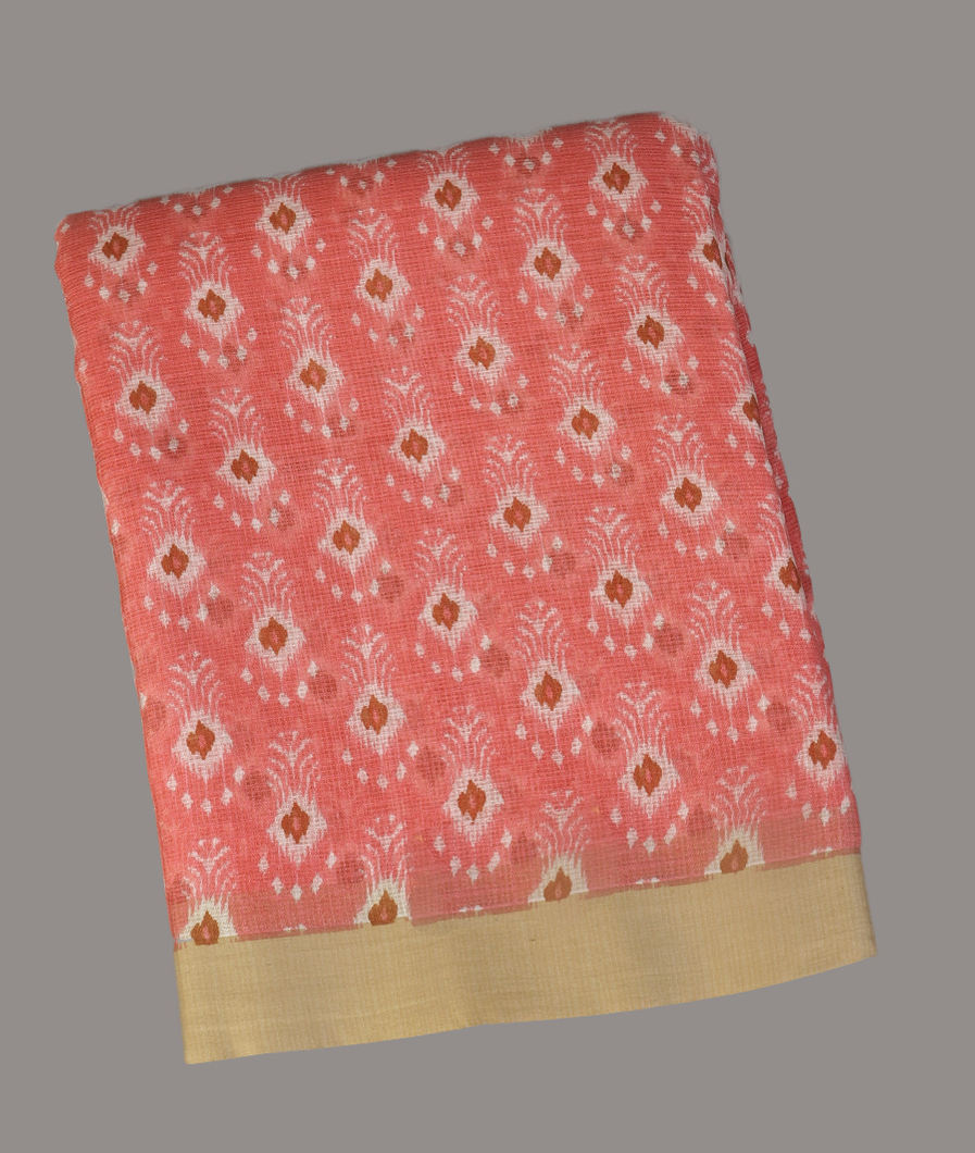 Peach Kota Cotton Saree T431109-image