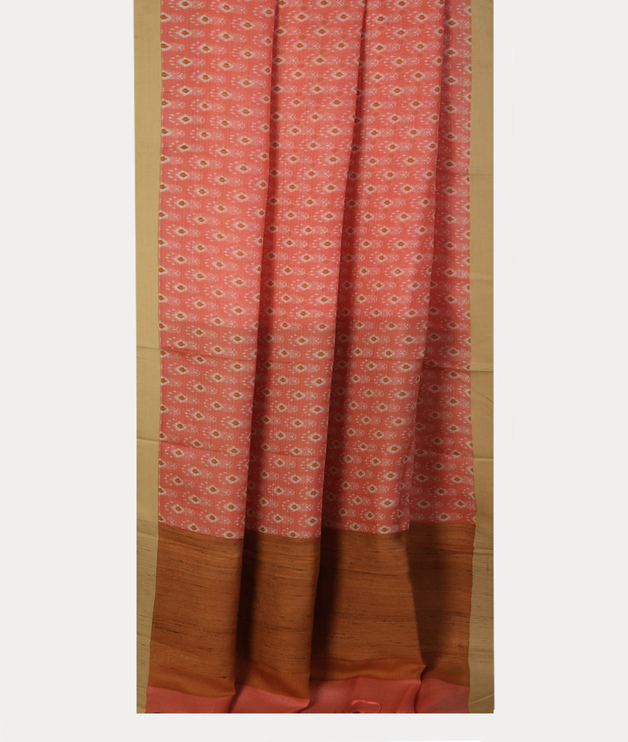 Peach Kota Cotton Saree T4311092