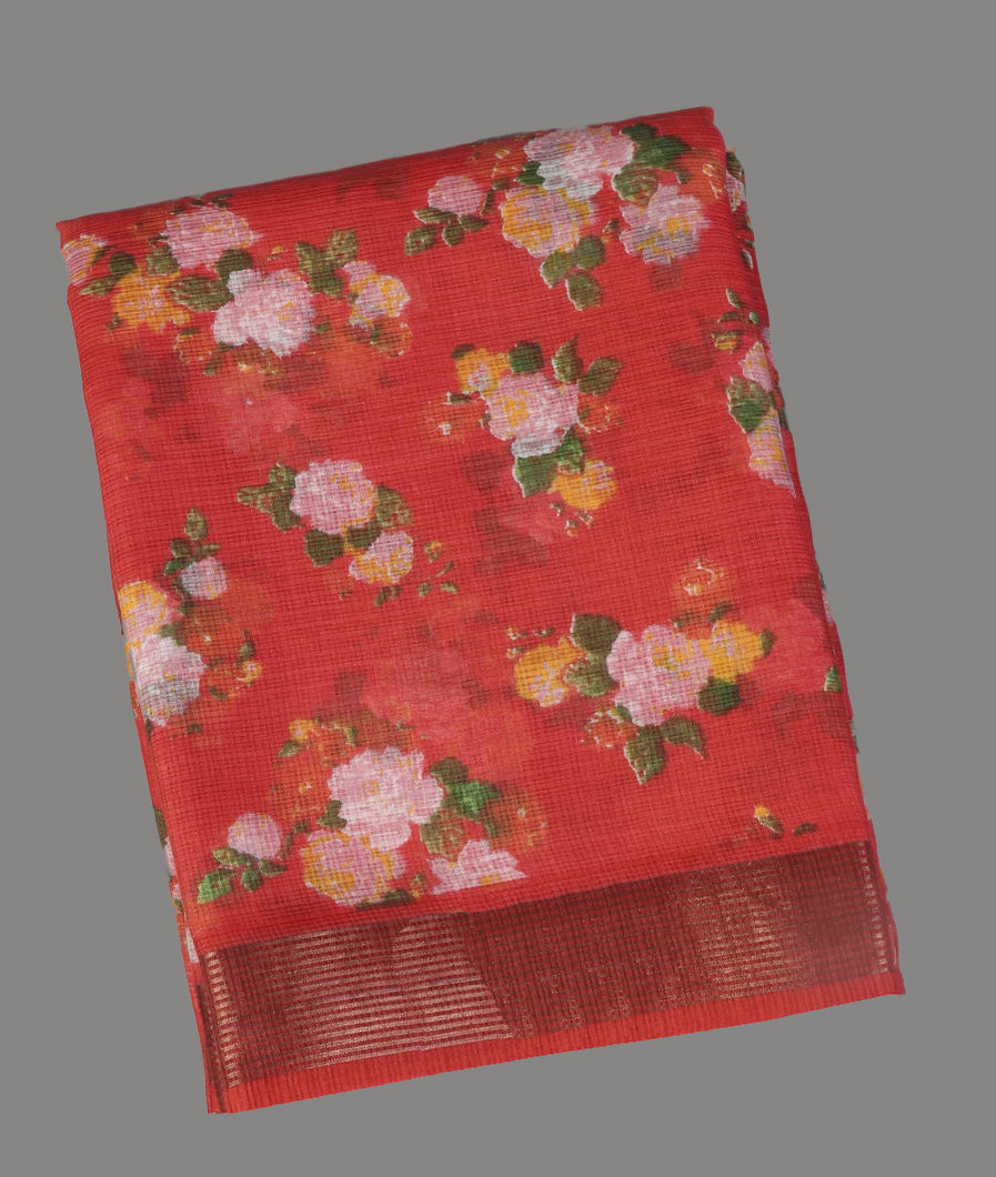 Red Kota Cotton Saree T431152-image