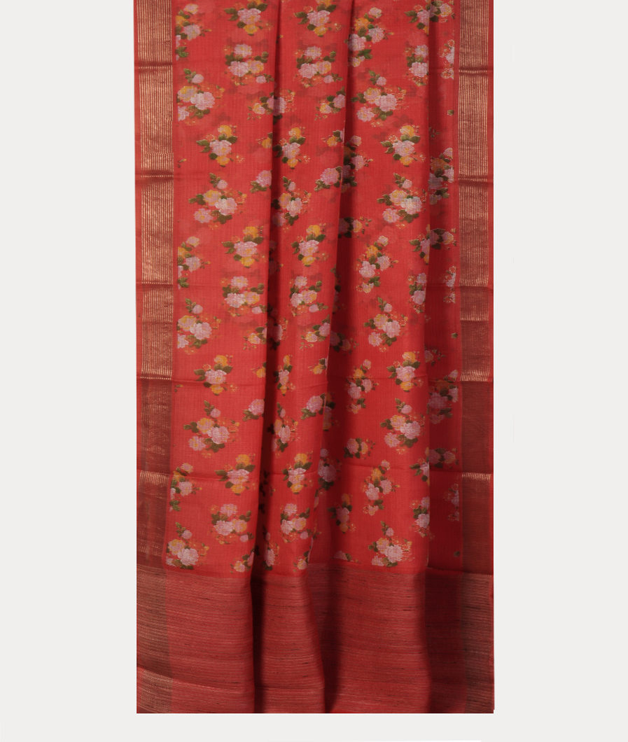 Red Kota Cotton Saree T4311522