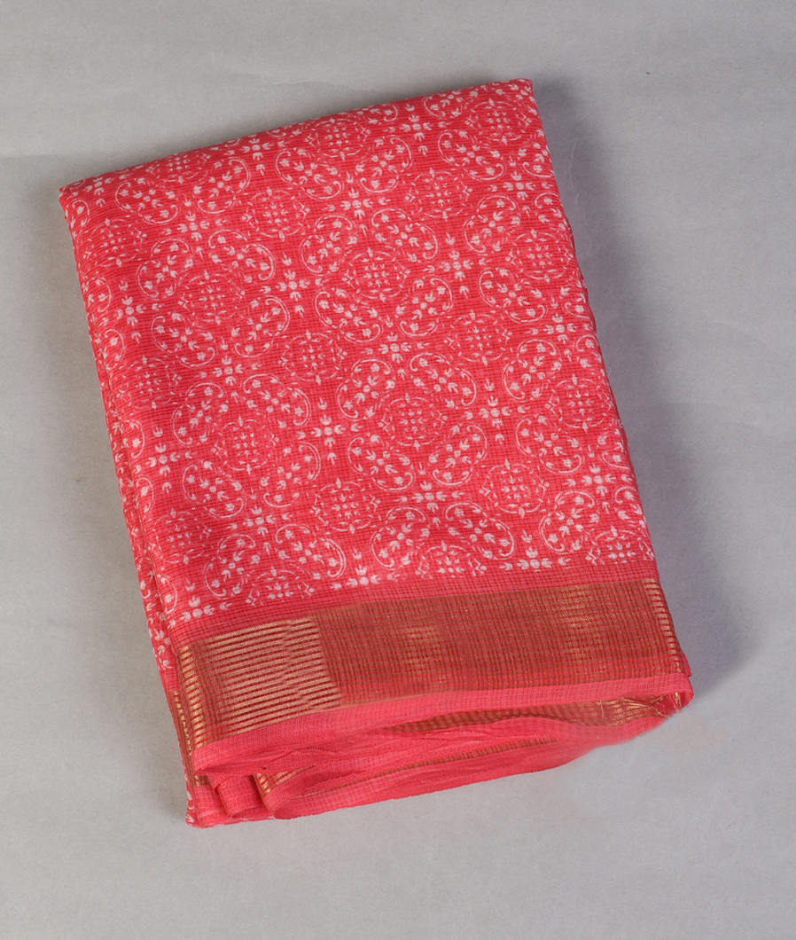 Reddish Pink Kota Cotton Saree T431065-image