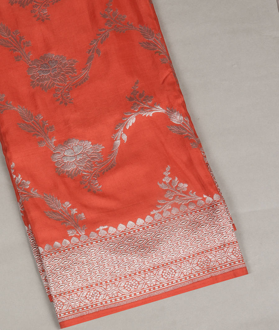 Salmon Pink Banaras Kathan Silk Saree T396492-image