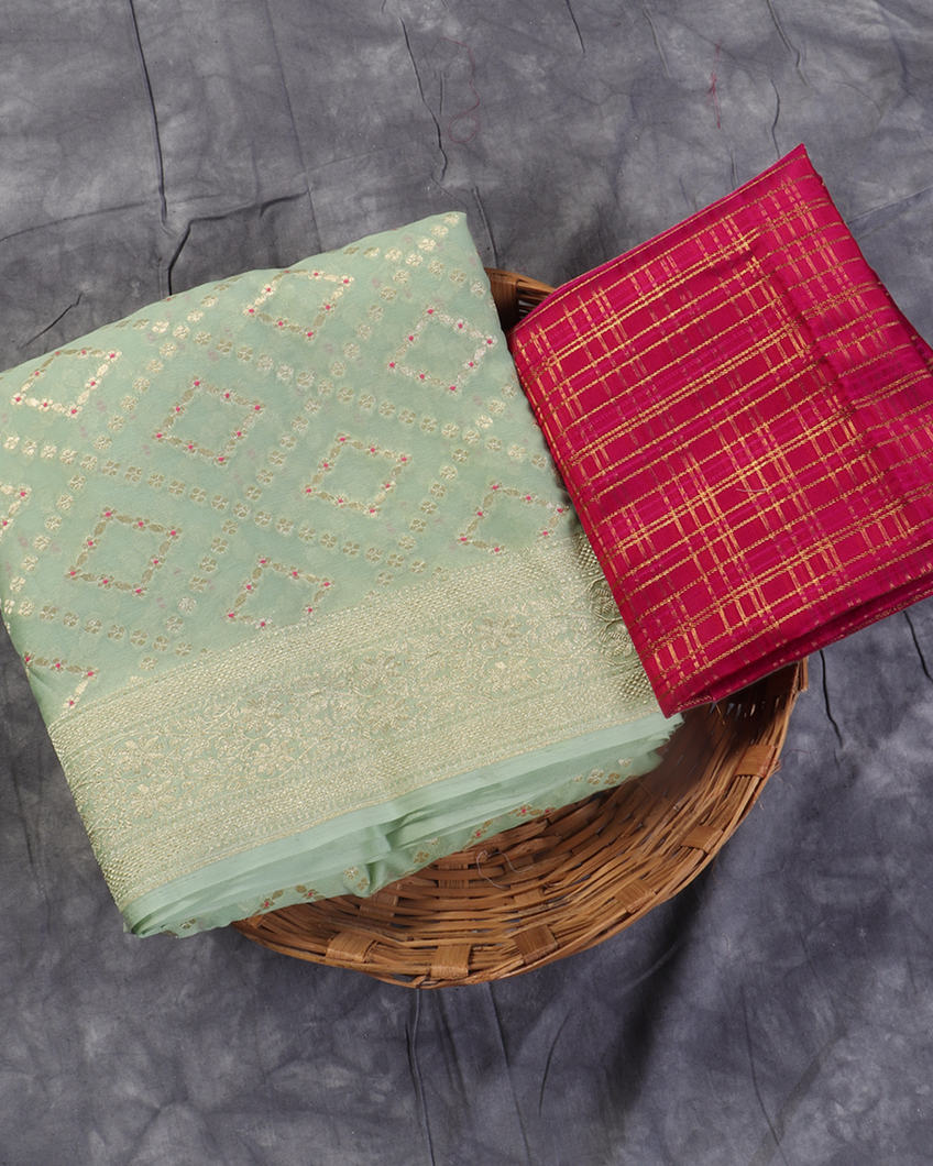 Green Banaras Georgette Silk Saree T429176-image