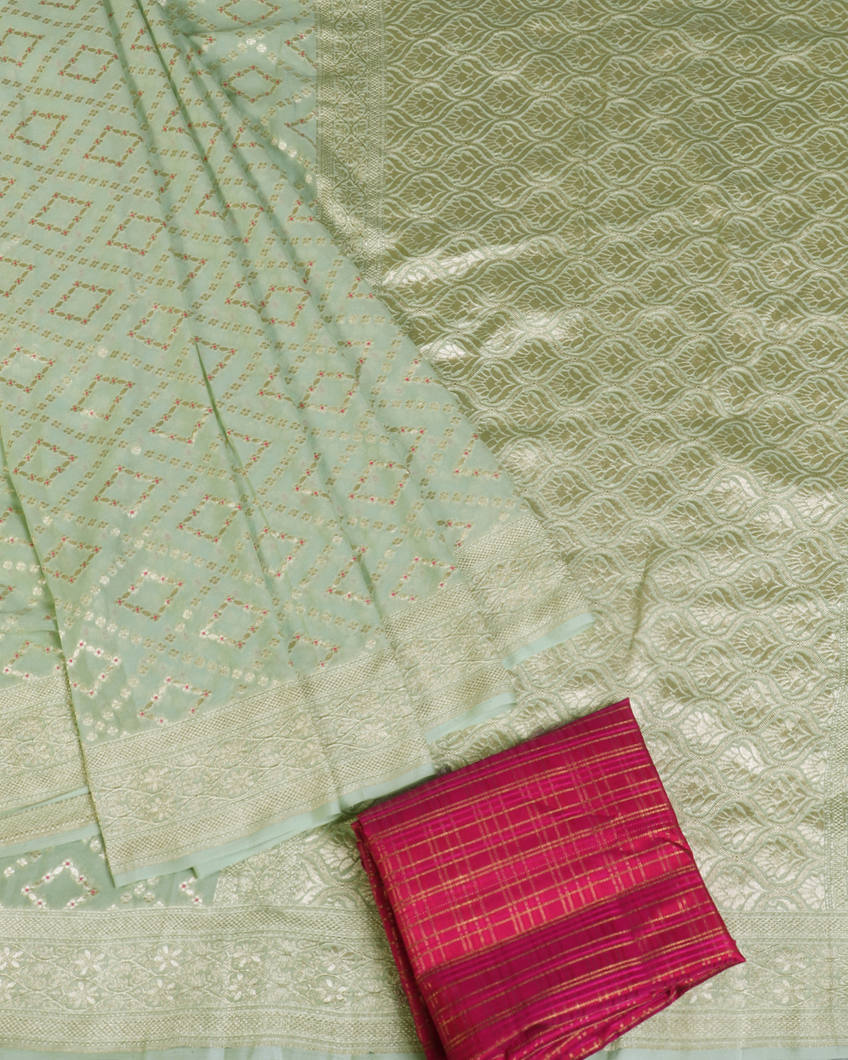 Green Banaras Georgette Silk Saree T4291762