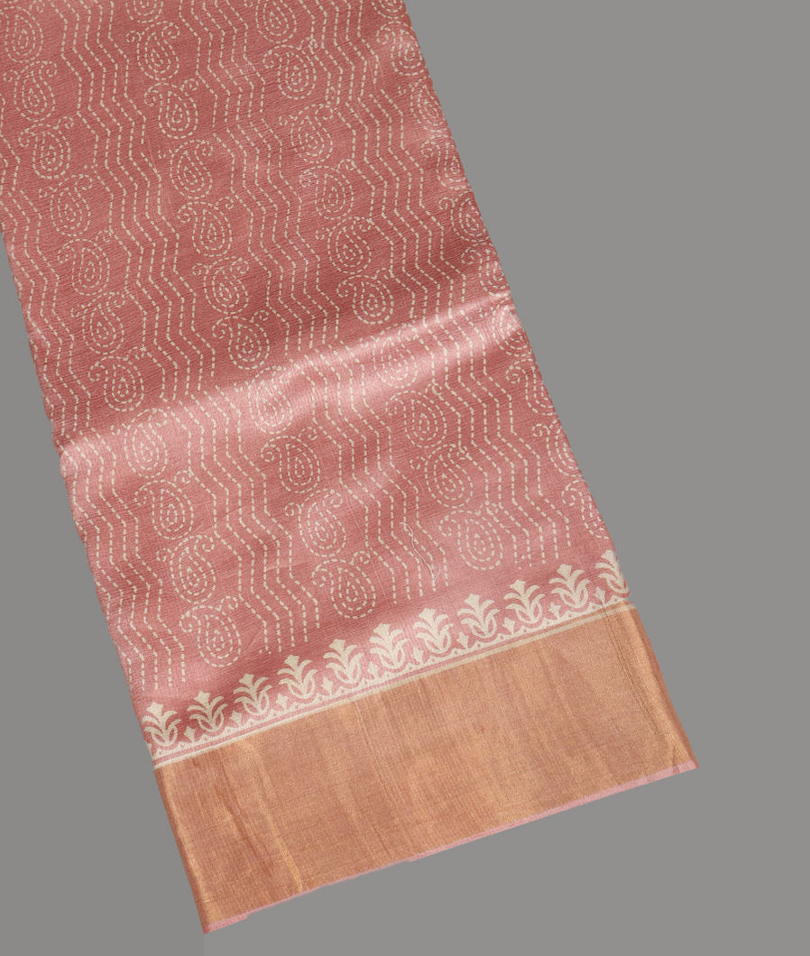Pink Tussar Printed Saree T423366-image