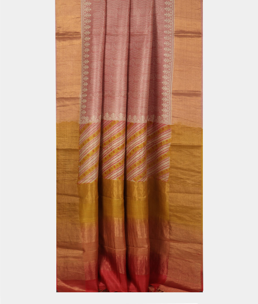 Pink Tussar Printed Saree T4233662