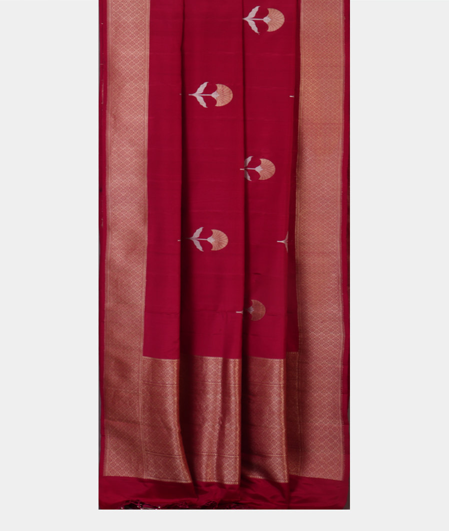 Pinkish Red Banaras Silk Saree T4271142