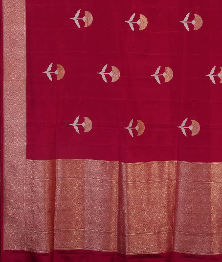 Pinkish Red Banaras Silk Saree T4271144