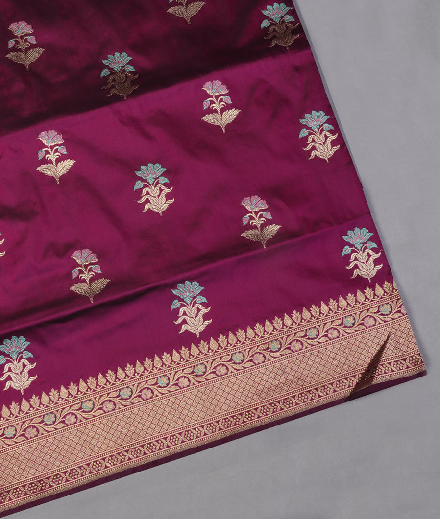 Purple Banaras Silk Saree T427356-image