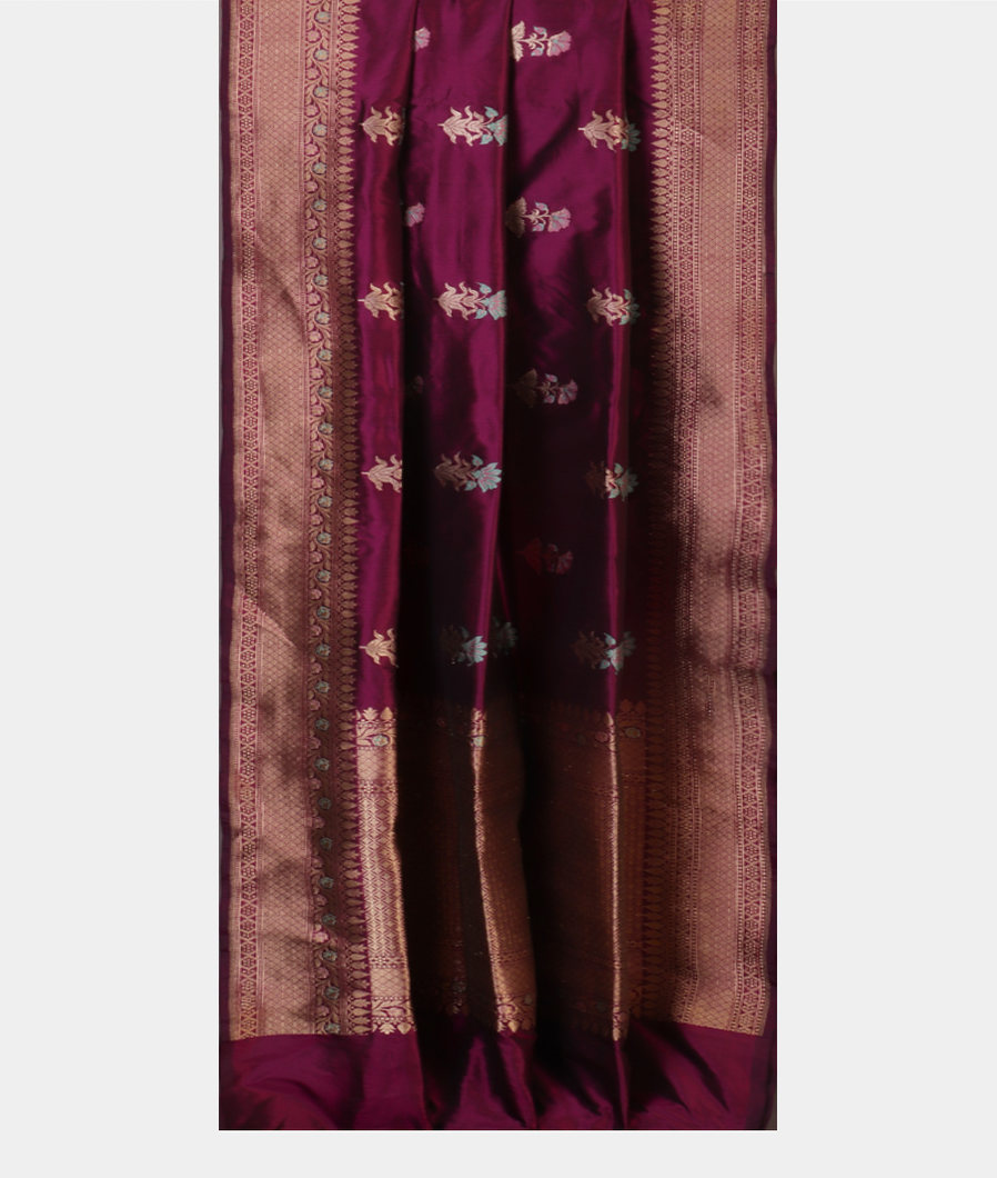 Purple Banaras Silk Saree T4273562