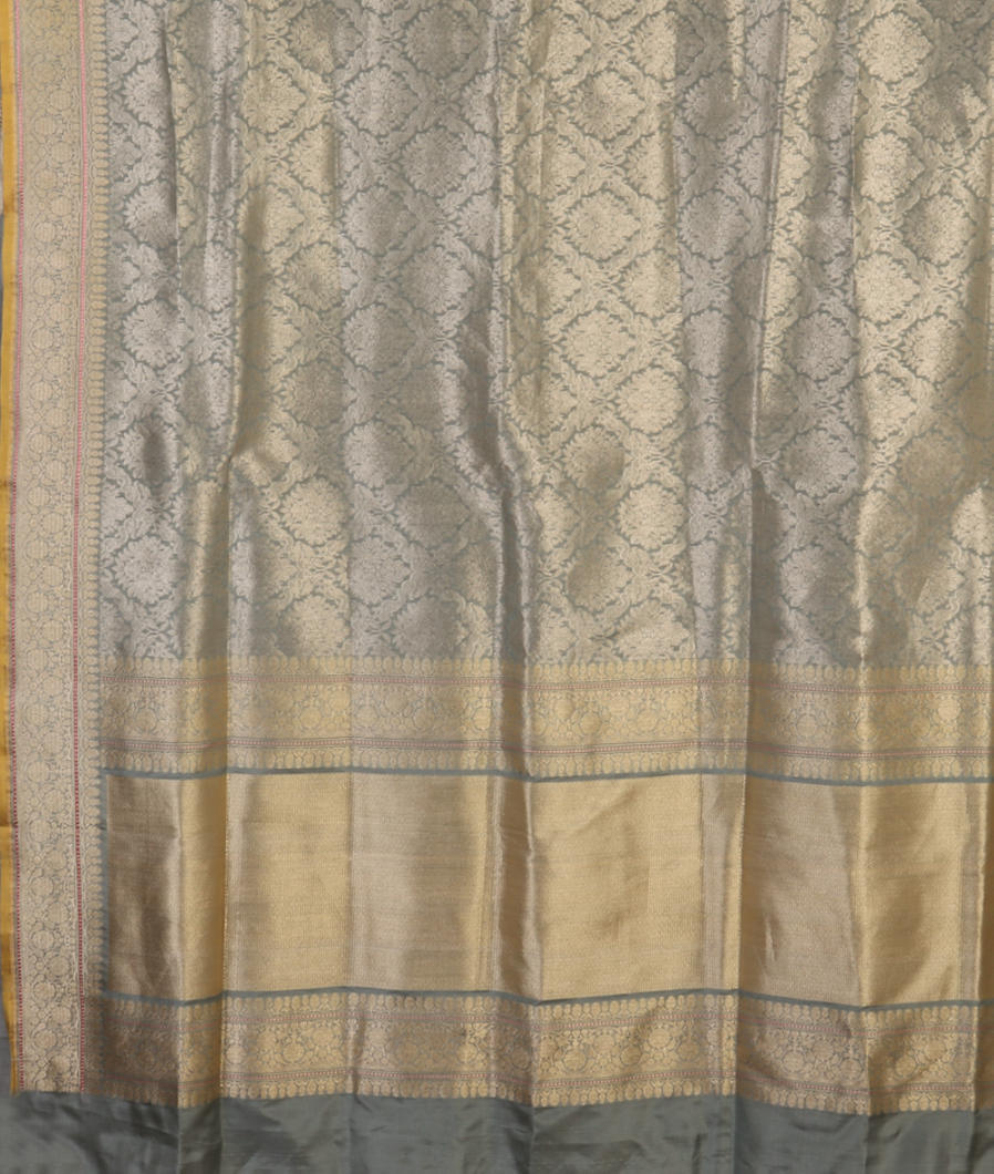 Grey Banaras Silk Saree T4251874
