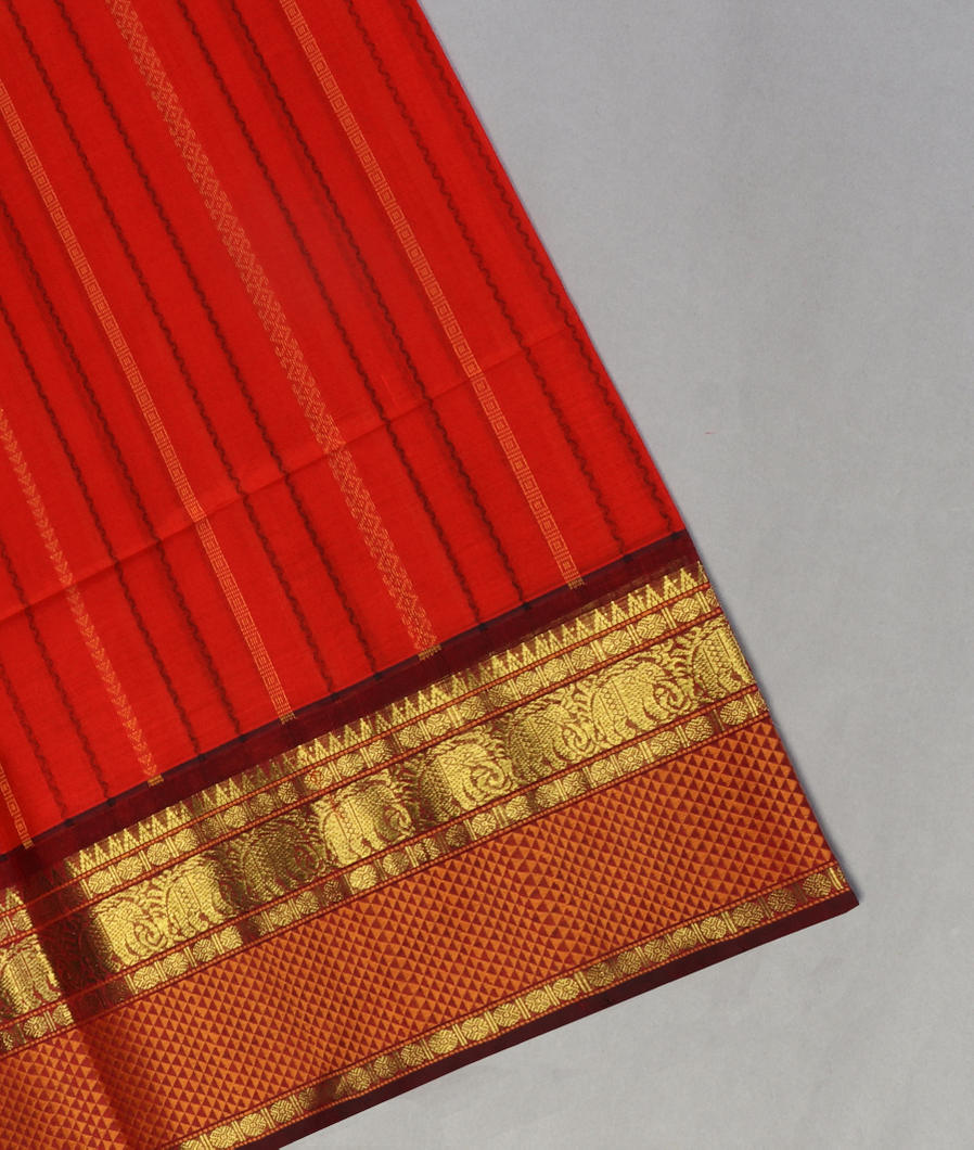 Buy Red Silk Cotton Saree T434127