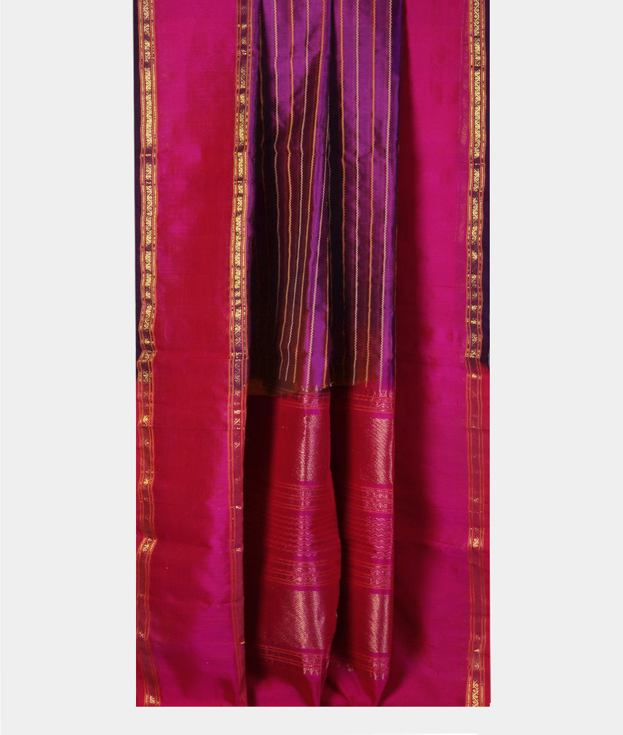 Purple Silk Cotton Saree T4341812