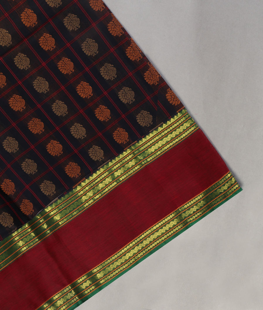 Black Silk Cotton Saree T434152-image