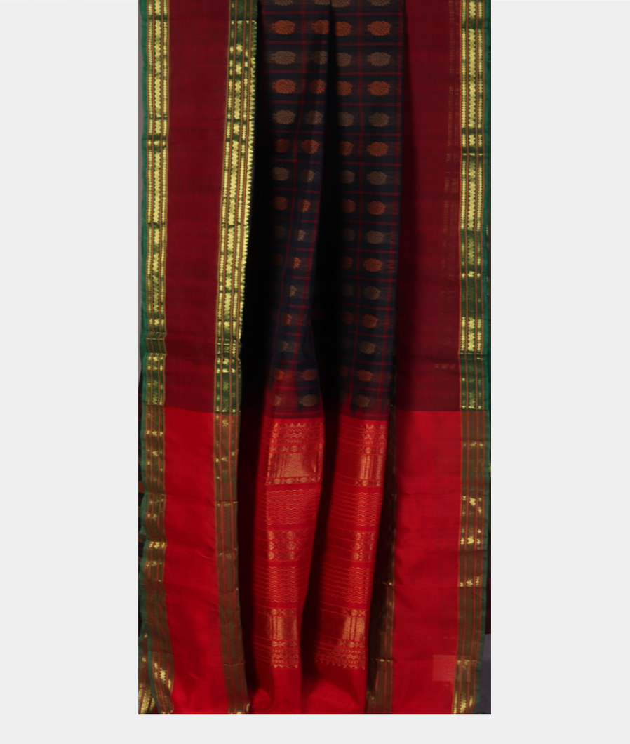 Black Silk Cotton Saree T4341522