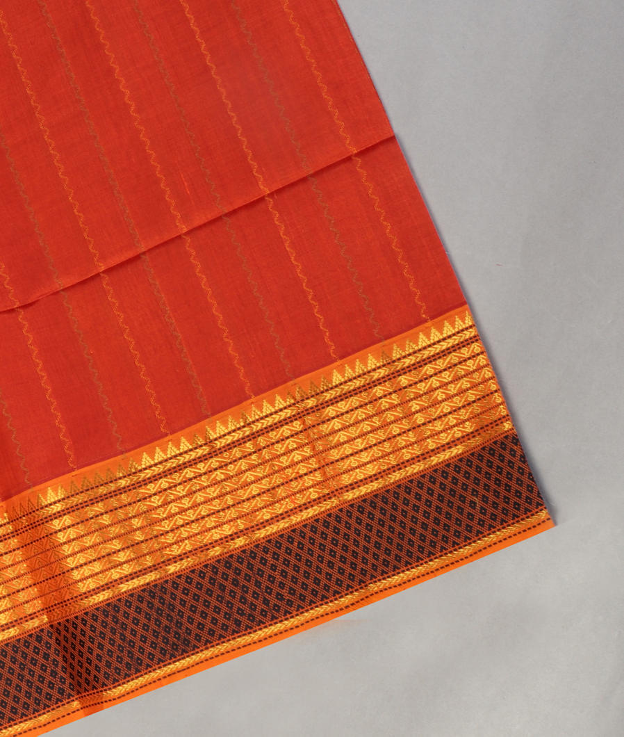 Rust Silk Cotton Saree T434124-image