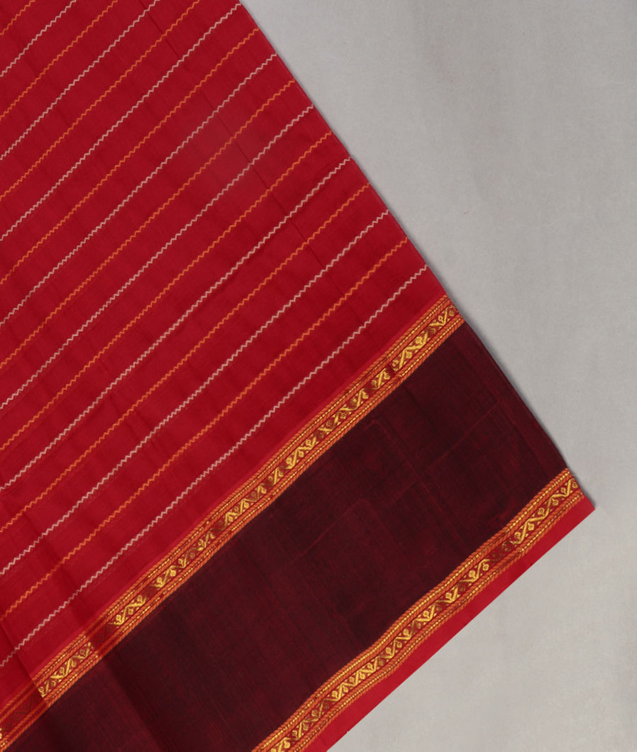 Red Silk Cotton Saree T434180-image