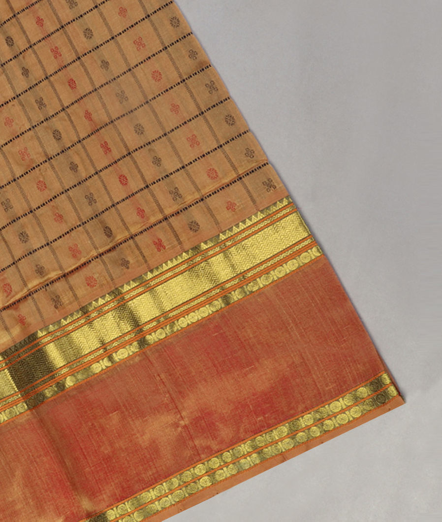 Beige Silk Cotton Saree T434135-image