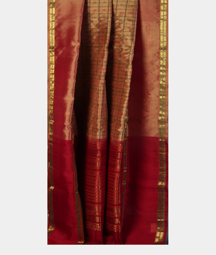 Beige Silk Cotton Saree T4341352