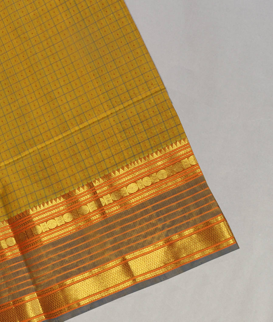Yellowish Green Silk Cotton Saree T434171-image