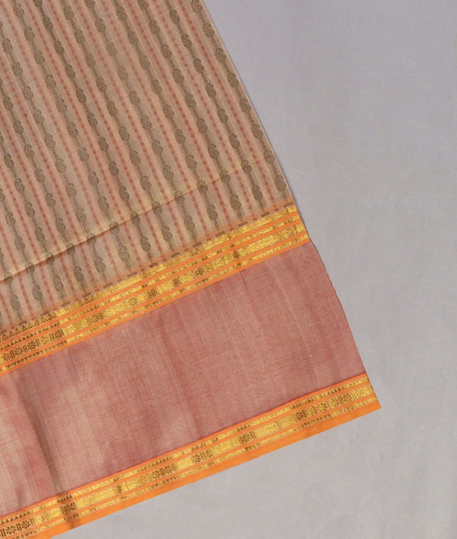 Beige Silk Cotton Saree T434137-image
