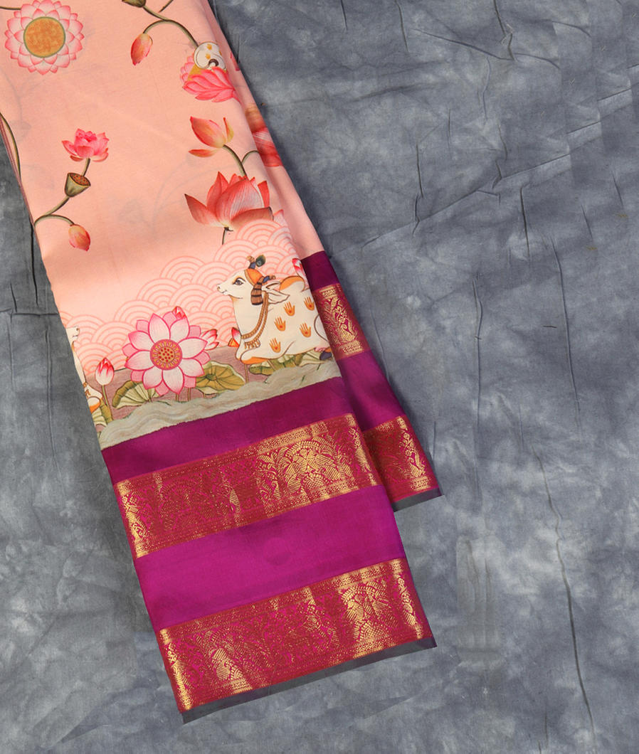 Pink Printed Kanjivaram Silk Saree T430333-image