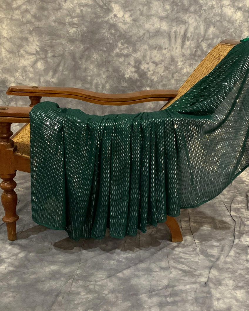 Greenish Blue Georgette Silk Embroidery Saree T4327492